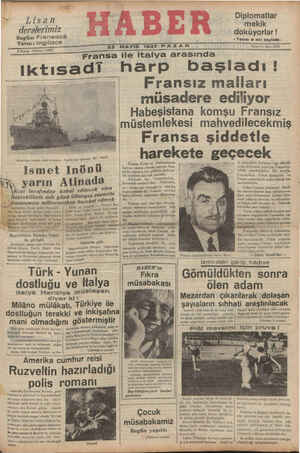 23 MAYIS 1937 PAZAR Fransa ile Italya arasında Iktısadı harp başladı "'_fl Fransız malları öka malisadere edilivor 