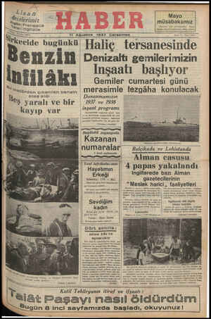 si" keecı 11 Ağustos 1937 Çarşamba — — ide bugunk“i Haliç tersanesınde e n z I n y Denizaltı gemilerimizin T ÇÜRŞE ZDT İnacaatı bhaclıwvar 