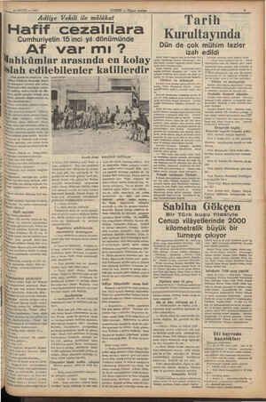  | 24 EYLÖL — 1937 o HABER — Akşam postası Adliye Vekili ile mülâkat Hafif cezalılara Cumhuriyetin 15 inci yıl dönümünde AT