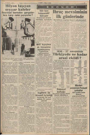  27 EYLÜL — 1937 “Milyon taşıyan seyyar kaleler Amerikan bankaları gangster- lere karşı neler yapıyorlar ? yn | Sırrı...
