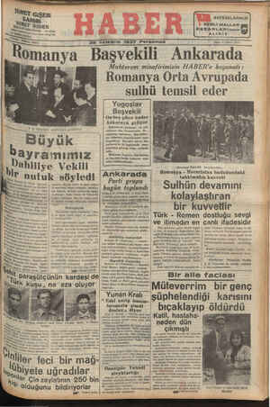  *—_— 28 ilkteşri lı"ı 1937 Perşembe s.,. Südsyirdere. | A Omanya Başvekili Ankarada Muhterem misafirimizin HABER'e beyanatı : Romanya Orta Avrupada osalhkhtt tamatl arlan 