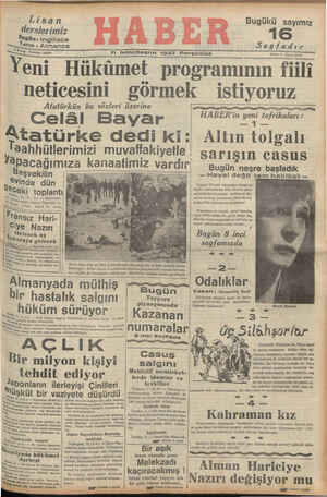  ikinciteşrin 1937 Perşembe — Tni Hükümet programımın fiili ı neticesini gormek ıstıyoruz : Atatürkün bu sözleri üzerine BUT gg gyyıggir PTT gaygyrıefEN mıımııı— İ 