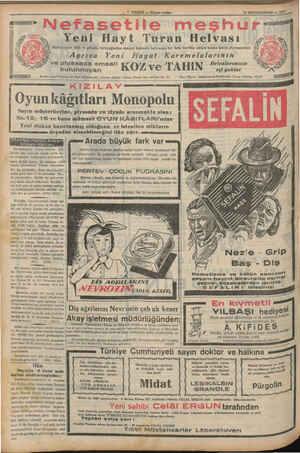    * HABER «« Aksam nostas Y4 ntmucnqmm — To3f — — -— — Yeni Hayt Turan Helvası Halis koyun sütü ve günlük tereyağından mamul!