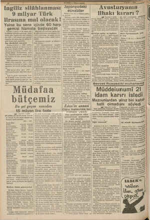    Ingiliz Yalnız bu sene gemisi hizmete başlayacak Londma, 2 (A-A.) — Bu akşam mil- # müdafaa hakkında neşrolunan beyaz...