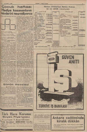        24 MART — 1038 * Çocuk ası ğ _Hediye kazananların Türkiye Cumhuriyet Merkez Bankası 19/3/1938 vaziyeti AKTIF Kİ KOL...