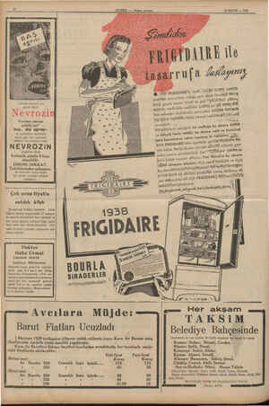  A A e aya Yy m aç MP YAMNM AŞM 29 MAYIS — 1938 çiziği öö FRIGIDARE'n melik “oldüğü e tasmda. müccehhez olduğu yeni mp yagini