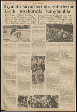  10 HAZİRAN — 1938 HABER — Aksam postası 7 Kıymetli süvarilerimiz, zaferlerine lâyık tezahüratla karşılandılar Dün Galata...