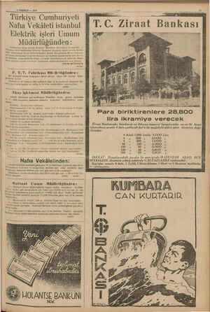    ğZÇ O AA Türkiye Cumhuriyeti Nafıa Vekâleti istanbul 5 TEMMUZ — 1938 Elektrik işleri Umum | .. .. ..y . Müdürlüğünden:...
