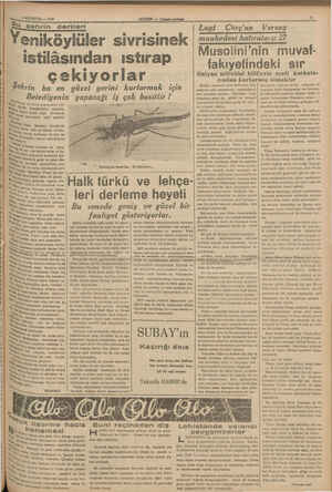    4; $ AĞUSTOS — 1938 Bu Sehrin dertleri eniköylüler sivrisine istilâsından ıstırap çekiyorlar 5 #ABER — Akşam postası Loyt