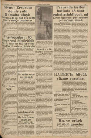    HABER — Aksam sostan rr — 1938 ivas - Erzurum demir yolu Kemaha ulaştı İRincana da bir kaç aya kadar ğ haftada ransada...