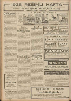    -— 1938 RESİMLİ Ikinci sayısı bugün çıktı — Tam bir ev mecmuasıdır — Muhtelif yazılar, İtalyanca dersleri — Kadınlara iş