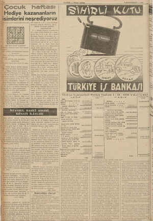    Cocuk €yiüi taribii bilmecemizin halli şöyle (911(8J6/9j5! EE AEABER 6lılo)3lji| (9J478/5/910) © BİR KOL SAATİ KAZANAN nci: