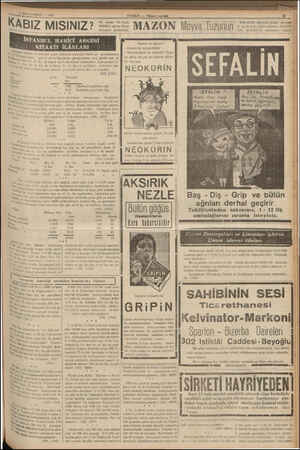  a TEŞRIN — 1958 KABIZ neticeşini görü! MISINIZ? Bu akşam bir kaşık MAZON alınız. Yarm HABER — Aksam postas MAZON iz. HARİCİ