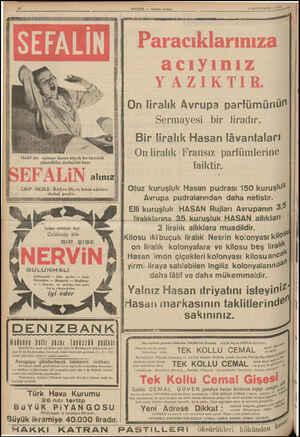  ER ALKAN K I > Di Nİ 4 | a Hafif bir üşütme bazan büyük bir hastalık Denki. derhal bir kaşe EFALIN atınız GRİP - NEZLE - BAŞ