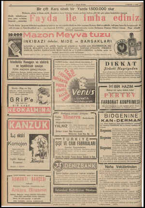  HABER — Akşam Postan 5 MAYIS — 1939 Bir çift Kara sinek bir Yazda 1.500.000 olur Malarya, sıtma, trahom, çiçdh, dizanteri,