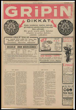  MAZİRAN — 1939 DIKKAT Gripin kutularının üzerine resimde gördüğünüz şekilde kabartma pullar ilave edilmiştir. Her yerde...