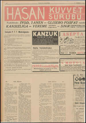  HABE Aa ne 29 TEMMUZ — 1939 Terkibinde: IYOD, TANEN ve GLISERO FOSFAT vardı KANSIZLIGA ve VEREME istidadı olanlara ve SiNİ