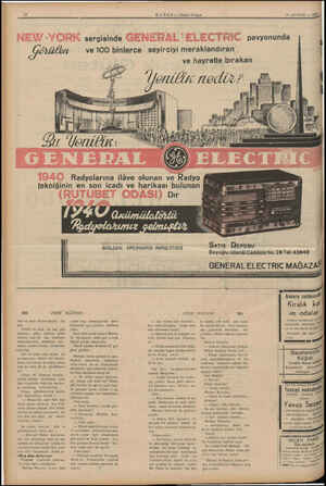  HABER — Akşam Postast NEW -YORK sergisinde GENERAL ! ELECTRİC pavyonunda ve 100 binlerce seyirciyi meraklandıran gr, #” 1940