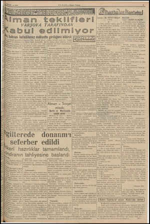  ; ) BPLUL — 1939 iE KAN SL HABER — Akşam Postası EEKONİRZADELO.İ Iman teklifleri VARŞOVA TARAFINDAN abul edilmiyor t. buhranı