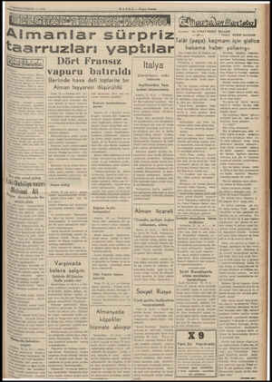  5 BİRİNCİTEŞRİN — 1939 pımanlar sürpriz aarruzları yaptılar ğ Man Stefani ajansı, Musol İn, ebiye müst general Mo 5; kiğae