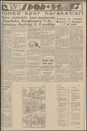  lünkü spor Oksim stadındaki kupa maçlarında Fenerbahçe Beyoğlusporu 1-0, hiçe; "Wpor; o T iin stadında 10.000 ip de stad...