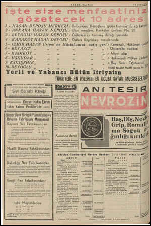  EL m e HABER — Atem Postası MART y” A 5 ste size menfaa LI iz| gözetecek 10 adre 7s HASAN DEPOSU MERKEZİ: Bahçekapı,...