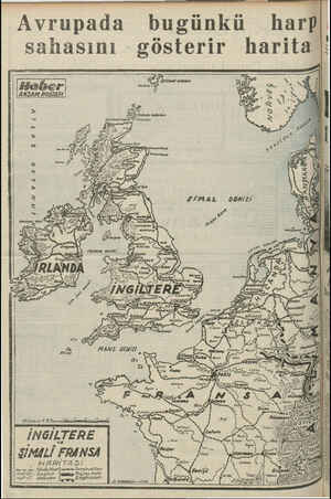    Avrupada bugünkü harp sahasını gösterir harita #$ /r) dd © > Ni adaları El | AKŞAMDOŞTASI « » ge 5 Orkmey adekarı a...