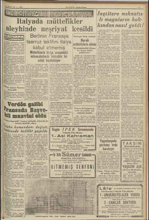  » MAYIS — 1940 HABER — Akşam Postan İngiltere mıknatis-i lı maynların hak- İtalyada müttefikler kel Basil SOL aleyhinde...