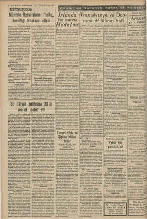    4 HABER — Akşam Postam 1 TEMMUZ —1940 KIZAZIYAZ A) | Münihte Macaristana “bekle,, denildiği tahakkuk ediyor - (Boşlarajı 1