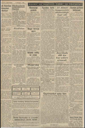  ABER — Akşam Postam 9 AĞUSTOS — 1940 yet- Amerikan İHâdiselerin nünasebatı düzeliyor #gtom, 9 (4.4) — Hari Müsteşarı Summer