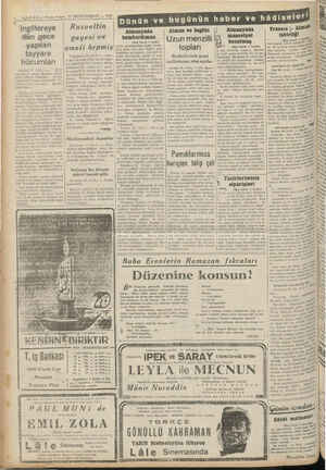    HA BER — Akşam Postam 27 BİRİNCİTEŞRİN — 1940 ingiltereye dün gece yapılan tayyare e Londra, detli olmuşsa da şi: Imüştür.