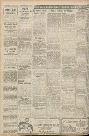    4 HABER — Akşam Postası 22 BİRİNCİKANUN — 1940 Milli Şef | İngiltere büyük elçisini kabul etti 21 (A.A) — Reisi tumhur...