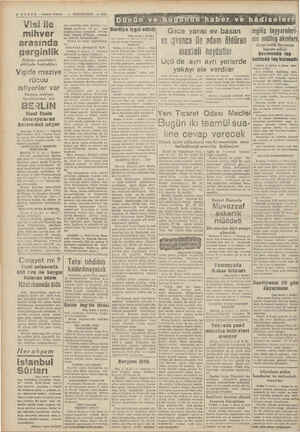  4 HABER - Akşım Postası Visi ile mihver arasında gerginlik İtalyan gazeteleri şikâyete başladılar: Vişide maziye rÜcuu...