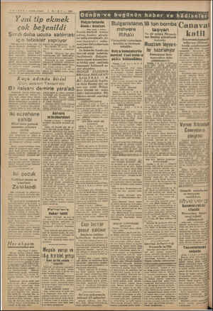  msDünün“ve bugünün haber ve LİRA iğ # BABER — Aksam postası 2 MART — 1941 Yeni tip ekmek çok beğenildi Şimdi daha ucuza...