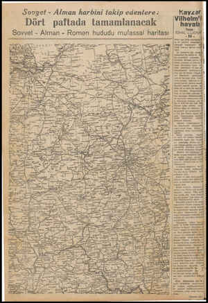  Sovyet - Alman harbini takip edenlere: Dört paftada tamamlanacak Sovyet - Alman - Romen hududu mufassal haritası la | uA VEN»