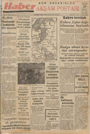  ii İdare Tel, 24370 - Sene 11» Her akşam: Sovyel Tebliği Litvanyada İ Arasında | rının çekilişi ——— Radvolar (Sovyetordula”