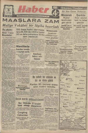  Bu MAAŞLARA ZAM iha hazırladı pp ———— ş- Maliye Vekâleti bir lây Her akşam: Alman - Fransiz 100 liraya kadar olan maa lara