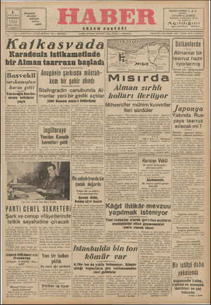 Haber Gazetesi 2 Eylül 1942 kapağı