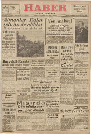 Haber Gazetesi 3 Eylül 1942 kapağı