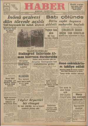 Haber Gazetesi 5 Eylül 1942 kapağı