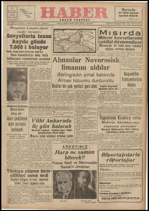 Haber Gazetesi 7 Eylül 1942 kapağı