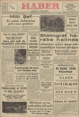 Haber Gazetesi 17 Eylül 1942 kapağı