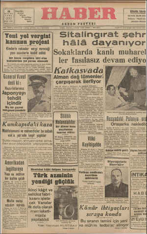Haber Gazetesi 18 Eylül 1942 kapağı