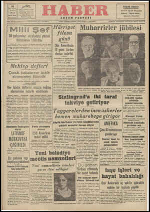 Haber Gazetesi 29 Eylül 1942 kapağı