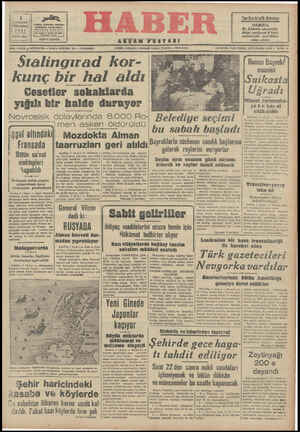 Haber Gazetesi 1 Ekim 1942 kapağı