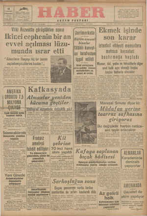Haber Gazetesi 15 Ekim 1942 kapağı