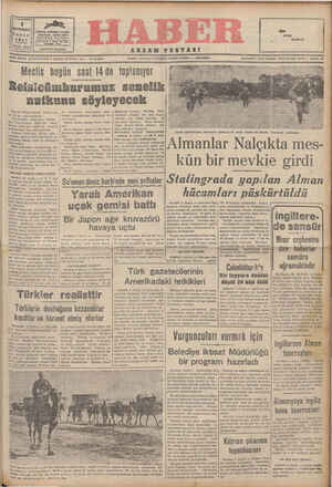 Haber Gazetesi 1 Kasım 1942 kapağı