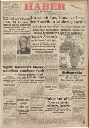Haber Gazetesi 8 Kasım 1942 kapağı