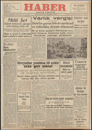 Haber Gazetesi 21 Aralık 1942 kapağı