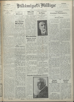 Hakimiyet-i Milliye Gazetesi 21 Ekim 1928 kapağı